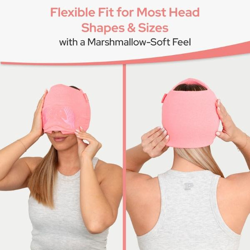 Soothefy Migraine Headache Relief Cap - Built-In Slide-Up Eye Mask - 360° Cooling & Compression Hangover Hat for Hot & Cold Therapy, Ice Head Wrap for Tension and Stress, Gift Soothing