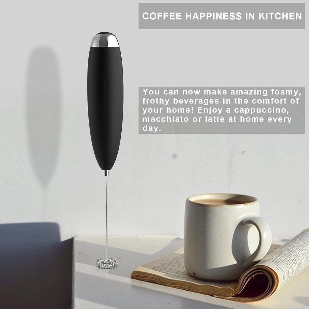 Electric Milk Frother Handheld, Frother Wand for Coffee, Battery Operated (Not Included) Drink Mixer Matcha Whisk, Foam Maker For, Frappe Hot Chocolate, Cappuccino, Lattes
