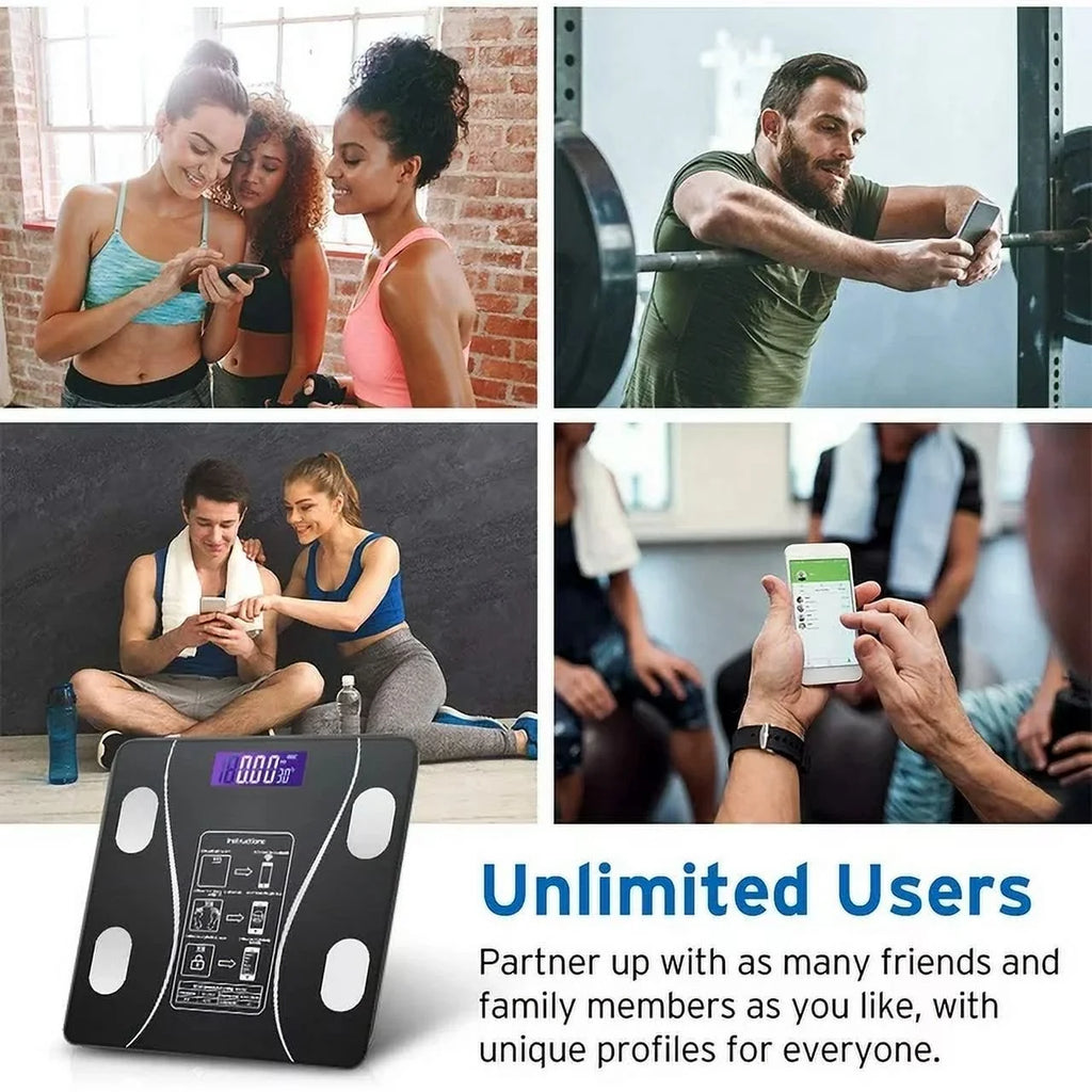 Bluetooth Digital Scale for Body Weight - Body Fat Smart Scale - Body Health Analyzer with APP Wireless Digital Bathroom Smart BMI Scale,Black