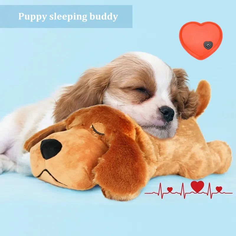 Plush Heartbeat Puppy Behavioral Training Toy Plush Pet Snuggle Anxiety Relief Sleep Aid Doll Durable Dog Chew Toys for Chewers