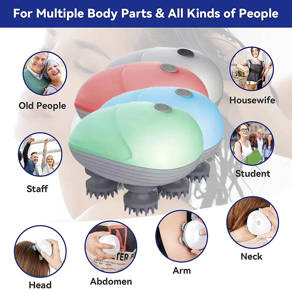 Smart Electric Pet Massager for Cat Dog Body Deep Massage Head Hair Growth Scalp Accessories Shower Beauty Health Care Relax USB