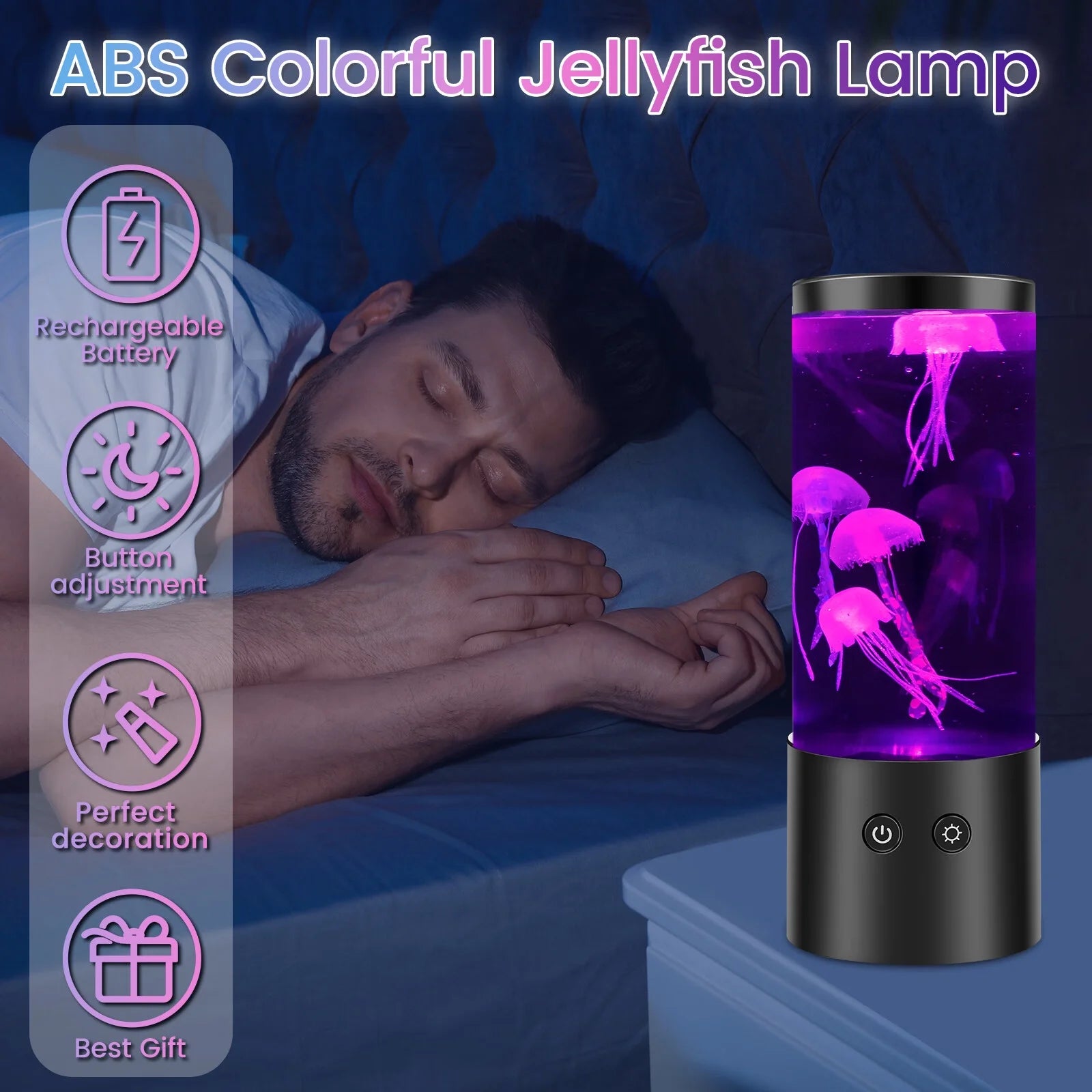 LED Jellyfish Lamp with 7 Colors Changing Usb/Battery Operated Jellyfish Night Light Fantasy Jellyfish Aquarium Lamp for Home Office Bedroom Living Room
