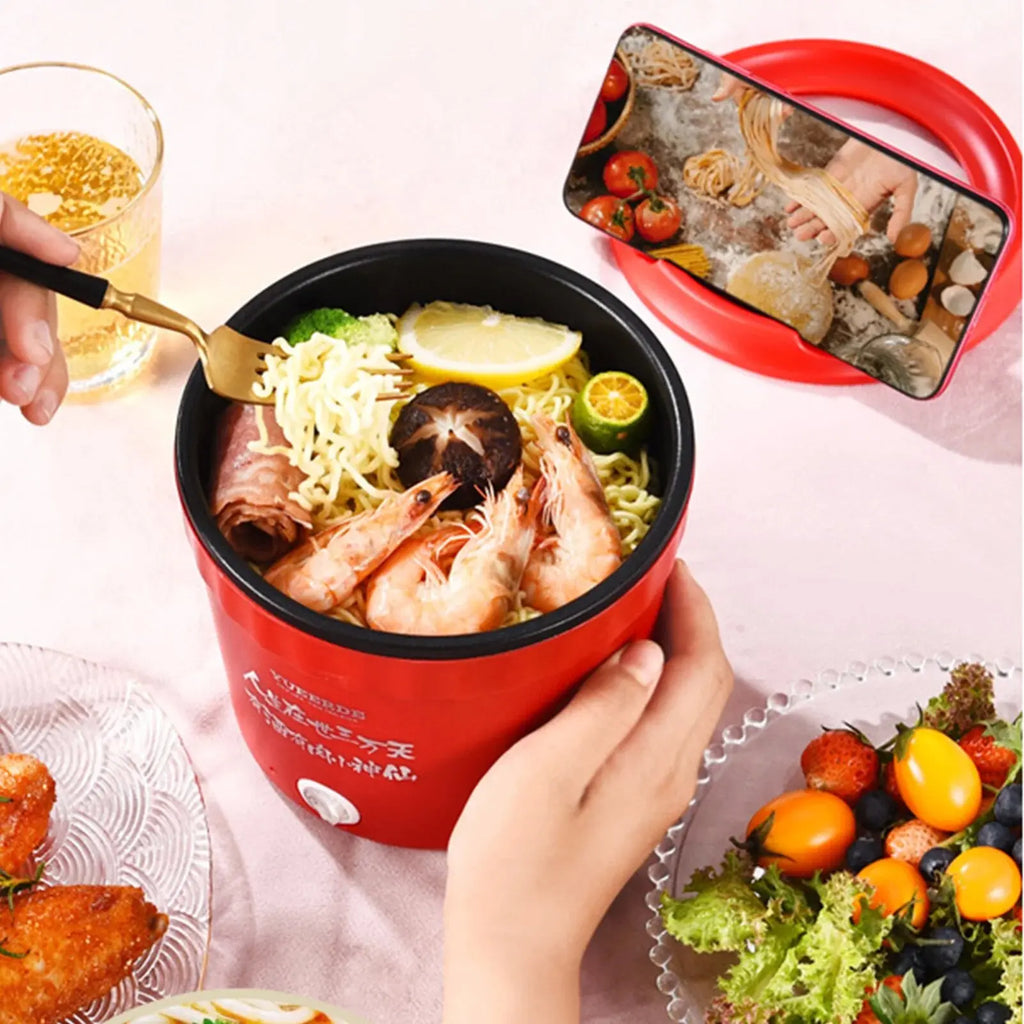 450W Mini Electric Cooking Pot Multifunctional Rice Cooker Hot Pot Instant Noodles Porridge Omelette Quick Food Pot Frying Pan