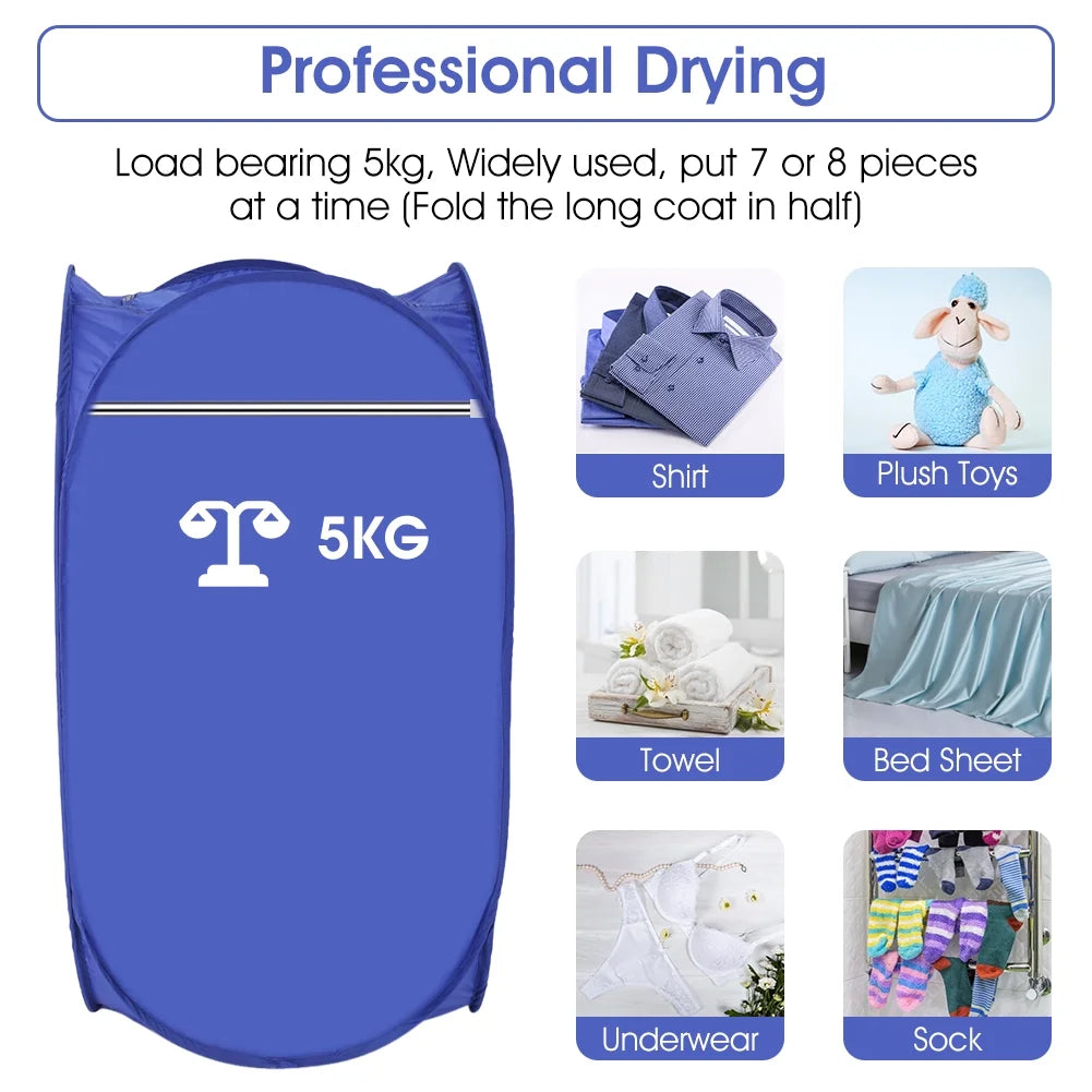 Electric Clothes Dryer Drying Machine Mini Air Clothes Dryer Fast Folding Drying Machine Bag Box with Heater Electric Laundry Drying Rack