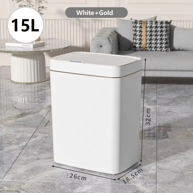 18L Smart Bathroom Trash Can Automatic Bagging Electronic Trash Can White Touchless Narrow Smart Sensor Garbage Bin Smart Home