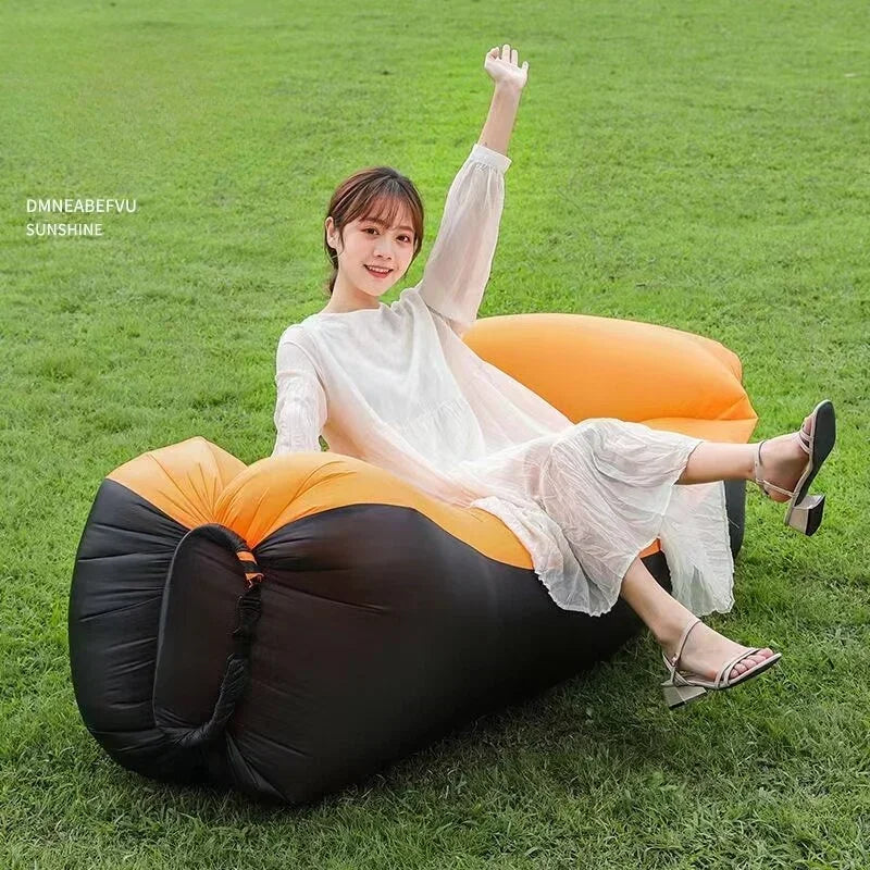 2024Trend Outdoor Products Fast Infaltable Air Sofa Bed Good Quality Sleeping Bag Inflatable Air Bag Lazy Bagbeach Sofa 240*70Cm