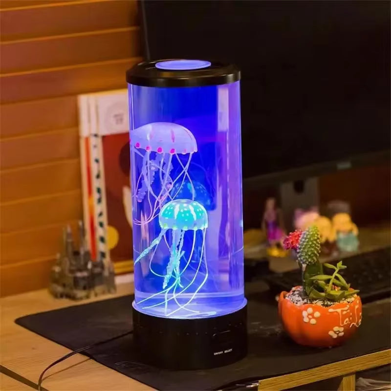 Jellyfish Lamp LED 7Colors Mood Color-Changing LED Aquarium Ocean Night Light Bedroom Desktop Decor Light Birthday Gift for Kids