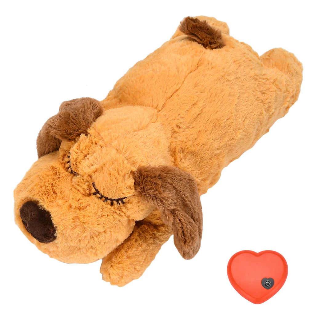Plush Heartbeat Puppy Behavioral Training Toy Plush Pet Snuggle Anxiety Relief Sleep Aid Doll Durable Dog Chew Toys for Chewers