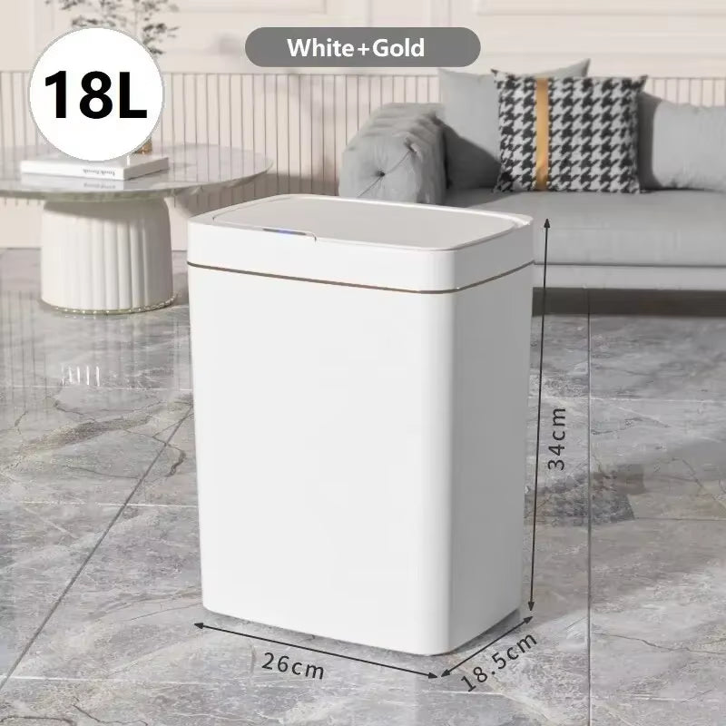 18L Smart Bathroom Trash Can Automatic Bagging Electronic Trash Can White Touchless Narrow Smart Sensor Garbage Bin Smart Home
