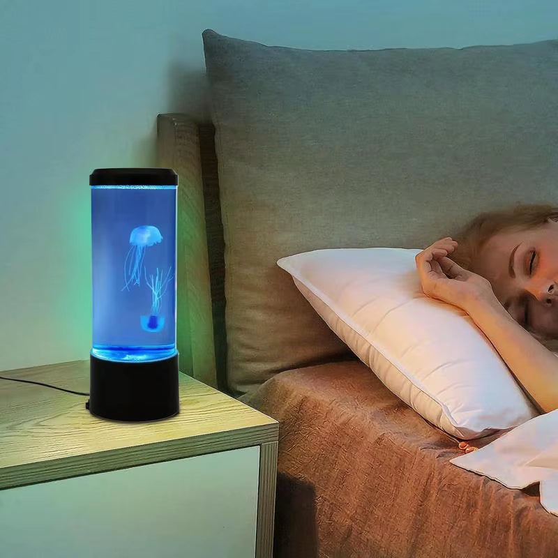 USB Jellyfish Lamp LED 7 Color Changing Night Light USB Jellyfish Lamp Small Mood Light Aquarium Electric Light Lamp for Living