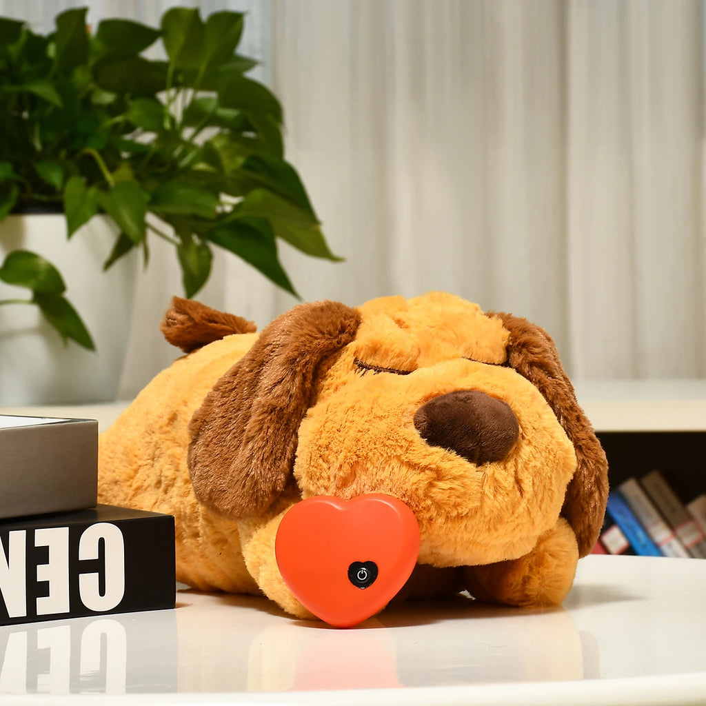 Plush Heartbeat Puppy Behavioral Training Toy Plush Pet Snuggle Anxiety Relief Sleep Aid Doll Durable Dog Chew Toys for Chewers