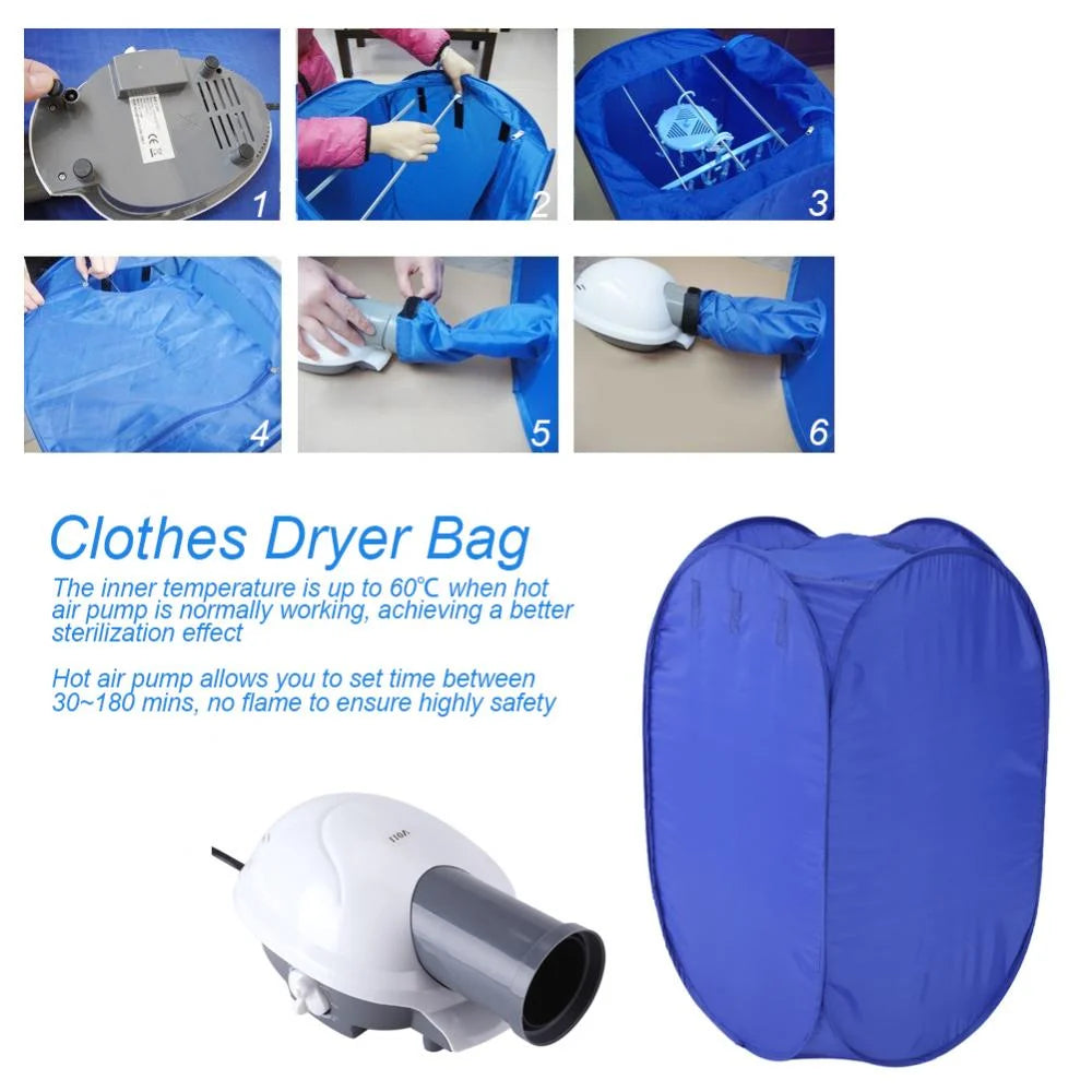 Electric Clothes Dryer Drying Machine Mini Air Clothes Dryer Fast Folding Drying Machine Bag Box with Heater Electric Laundry Drying Rack