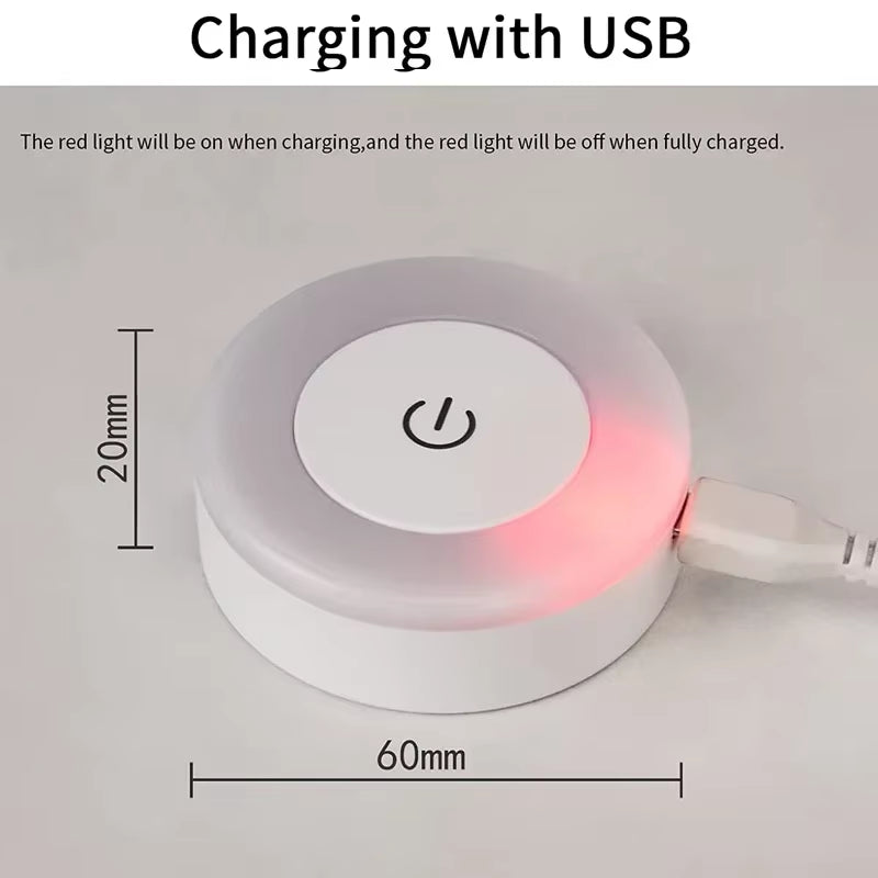 LED Touch Sensor Night Lights 3 Modes USB Rechargeable Magnetic Base Wall Lights round Portable Dimming Night Lamp Room Decor