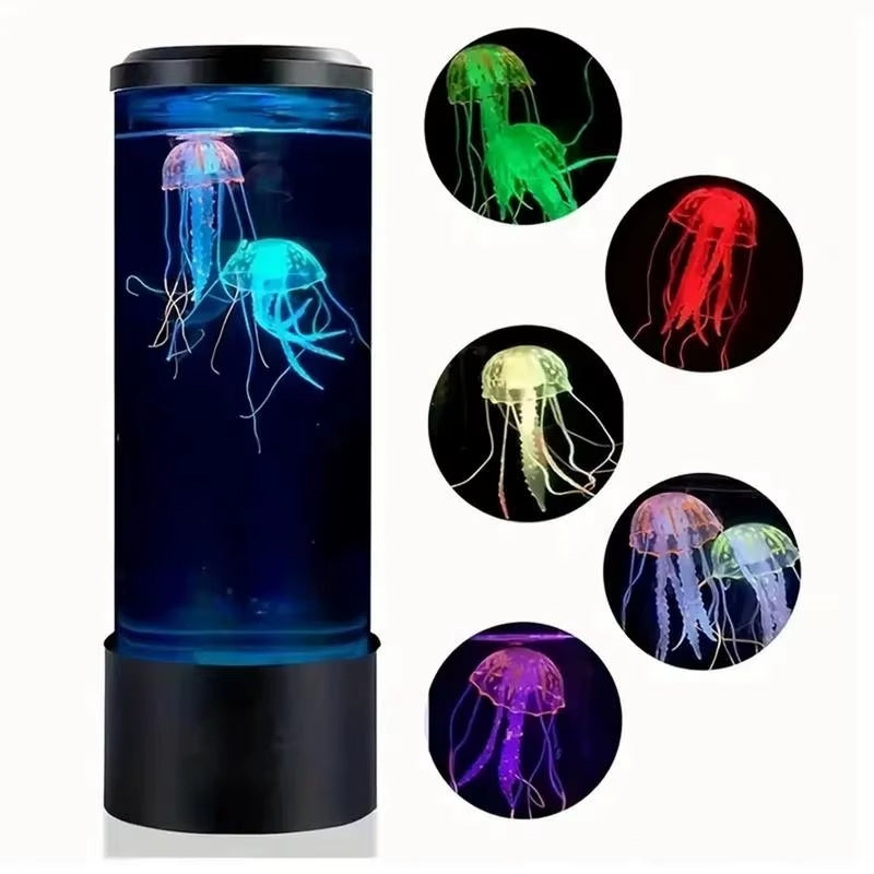 USB Jellyfish Lamp LED 7 Color Changing Night Light USB Jellyfish Lamp Small Mood Light Aquarium Electric Light Lamp for Living