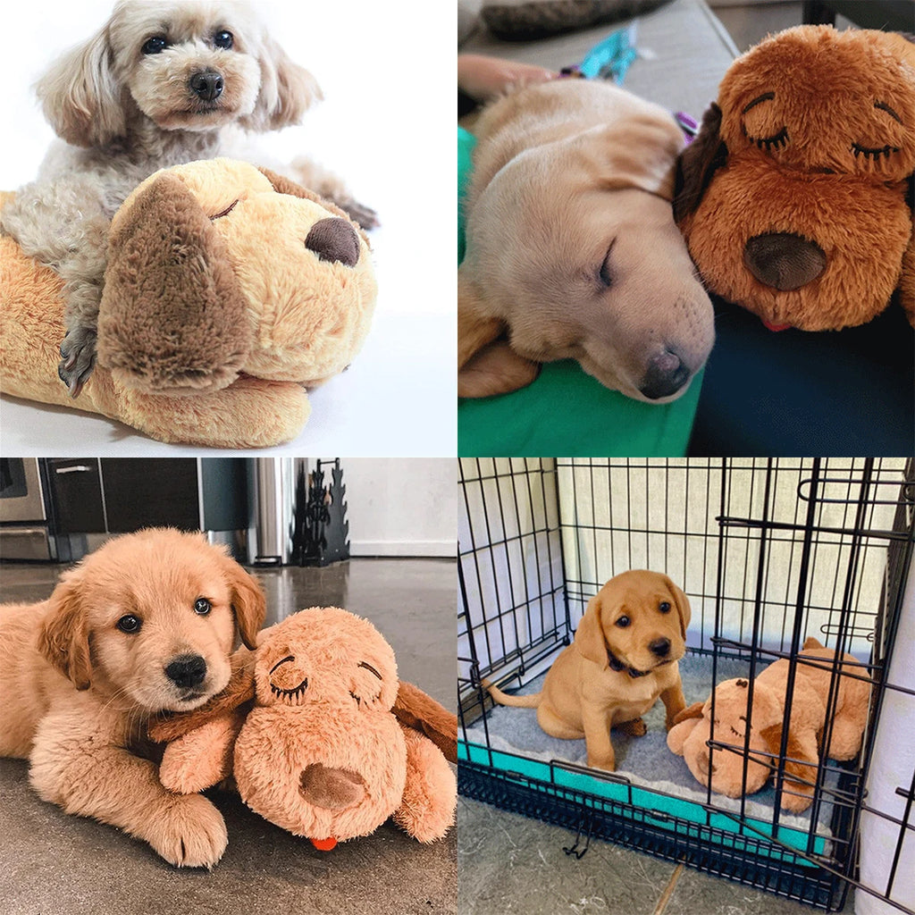 Plush Heartbeat Puppy Behavioral Training Toy Plush Pet Snuggle Anxiety Relief Sleep Aid Doll Durable Dog Chew Toys for Chewers
