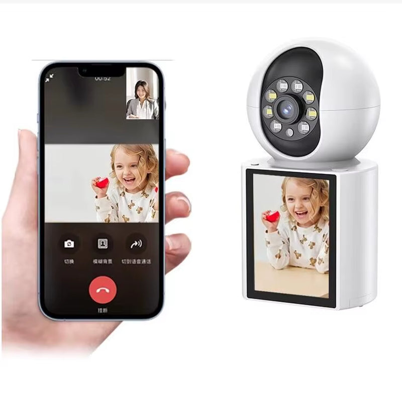 Smart Home Camera Wireless Two Way Video Calling LCD Screen Wifi Security Camera with AI Human Tracking