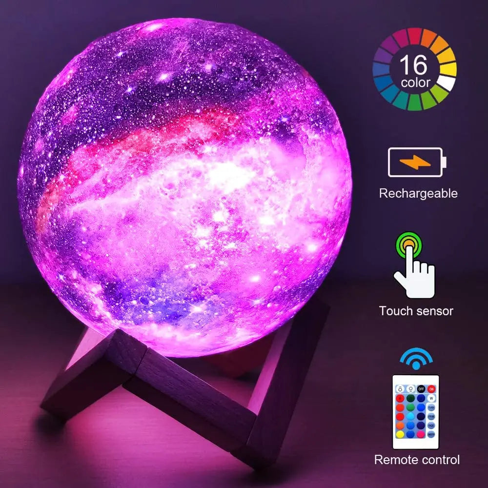 ZK20 3D Printing Moon Lamp Galaxy Moon Light Kids Night Light 16 Color Change Touch Remote Control Galaxy Light Dropshipping