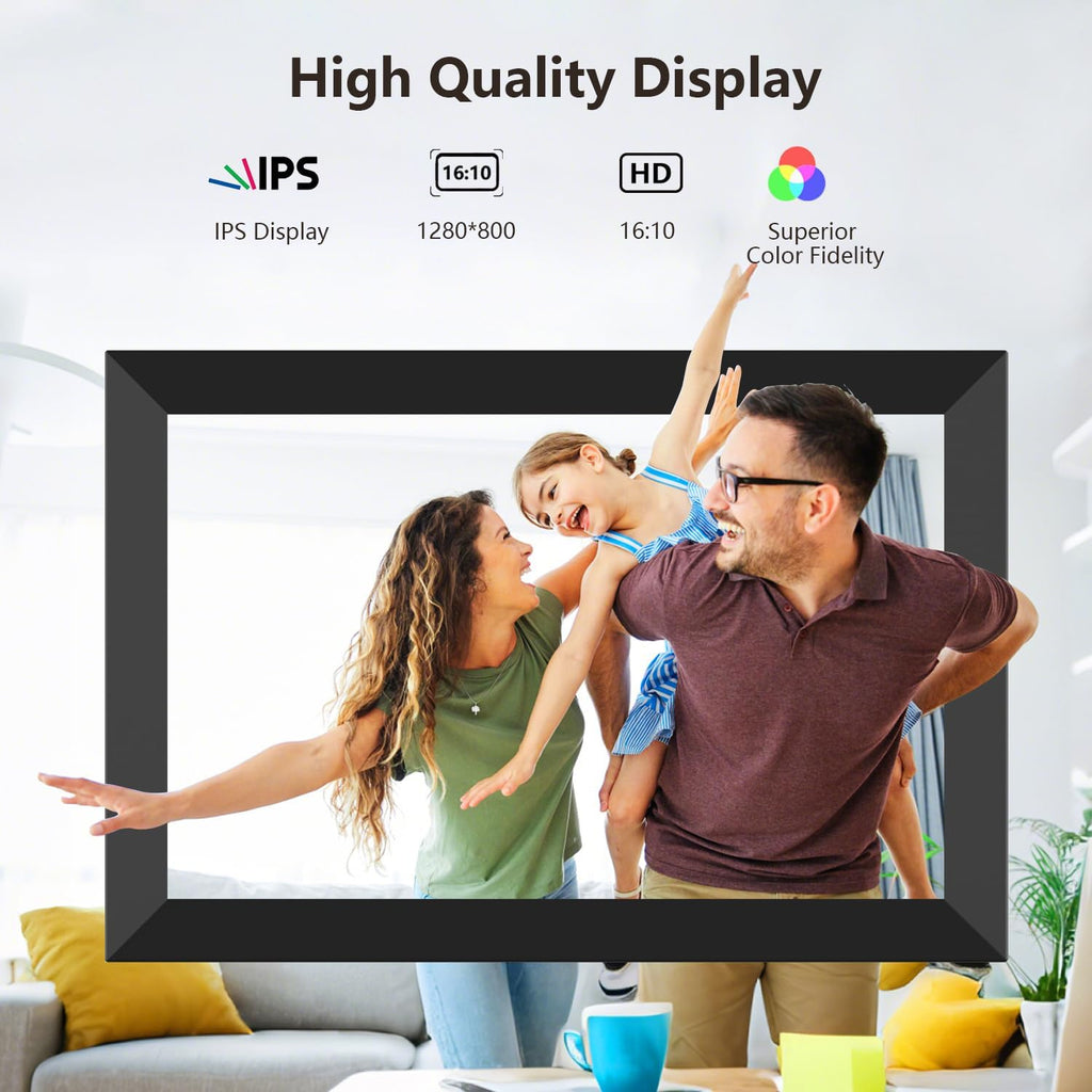 Digital Photo Frame 10.1 Inch Wifi Digital Picture Frame 1280X800 IPS Touch Screen 32GB Storage Auto-Rotate Wall-Mountable Easy Setup to Share Photos & Videos via Free App from Anywhere